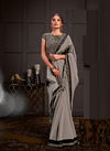 Light Grey Colour Latest Collection Fancy Designer Party Wear Sequins And Net Applique Work Western Stitched Sarees 21205